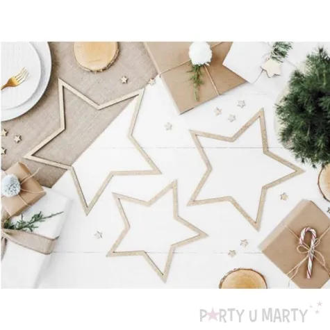 zawieszki dekoracyjne drewniane gwiazdy partydeco 3 szt