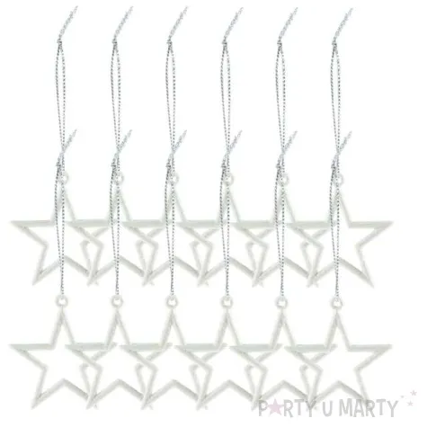zawieszki dekoracyjne gwiazdki bialy arpex 12 szt