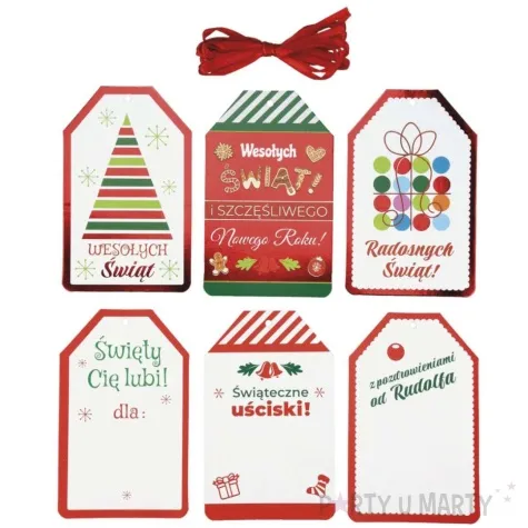 zawieszki do prezentow boze narodzenie wesolych swiat titanum 6x10 9 szt