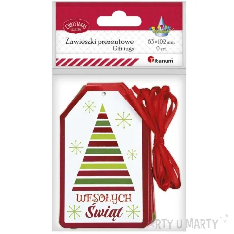 zawieszki do prezentow boze narodzenie wesolych swiat titanum 6x10 9 szt