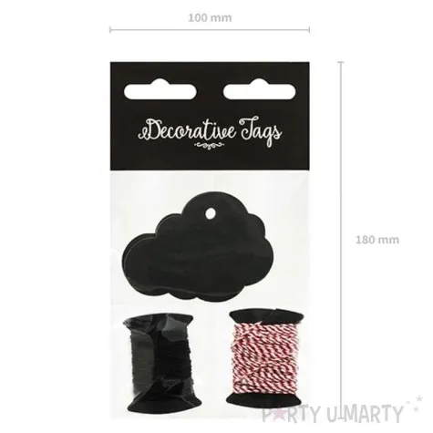 zawieszki do prezentow chmurka czarny 6 szt