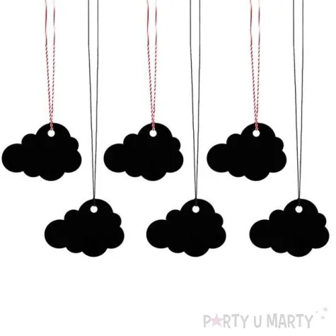 zawieszki do prezentow chmurka czarny 6 szt