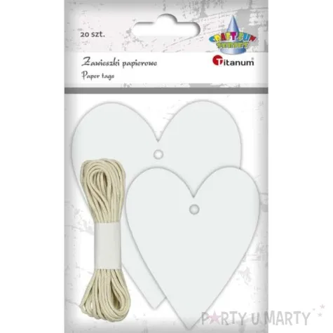zawieszki do prezentow craft fun series serca biale titanium 20 szt