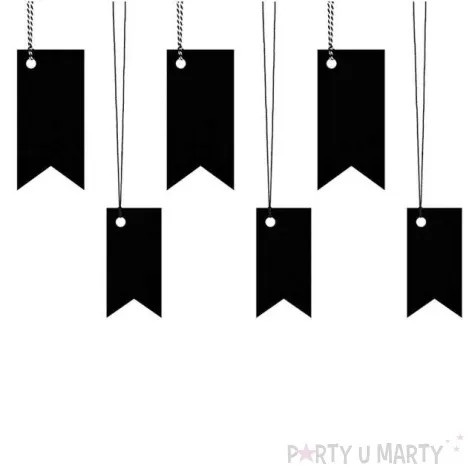 zawieszki do prezentow flaga czarny 6 szt