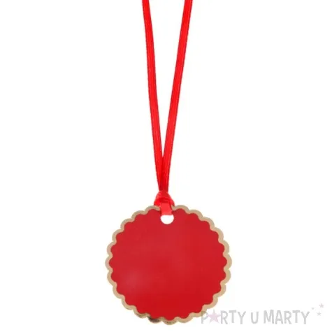 zawieszki do prezentow kolko z ornamentem santex czerwony 6 szt