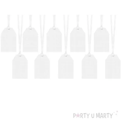 zawieszki do prezentow merry xmas biale 10 szt