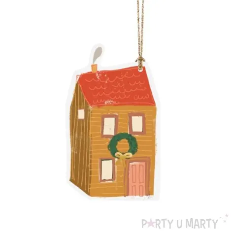 zawieszki do prezentow renifer dom dziewczynka kolorowe partydeco 12 szt