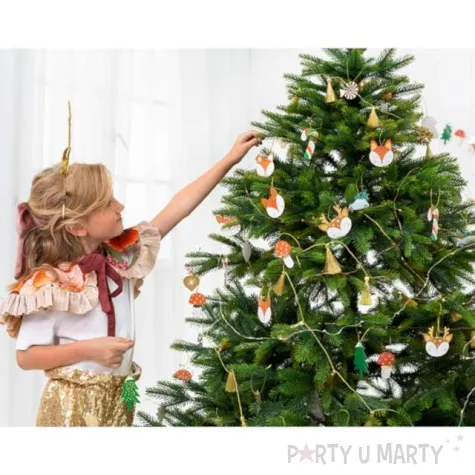 zawieszki do prezentow reniferki i choinki mix partydeco 12 szt