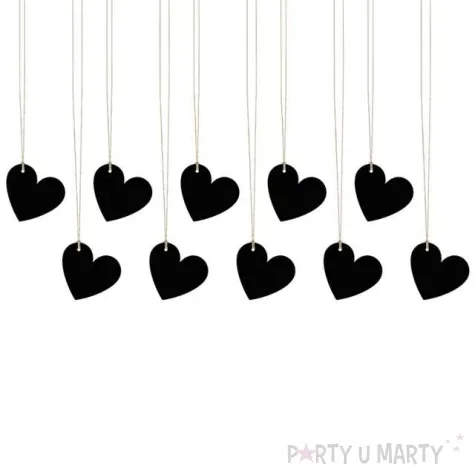 zawieszki do prezentow serca czarny 10 szt