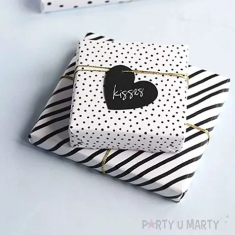 zawieszki do prezentow serce czarny 6 szt