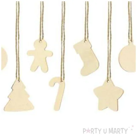 zawieszki drewniane swiateczny mix 12 szt