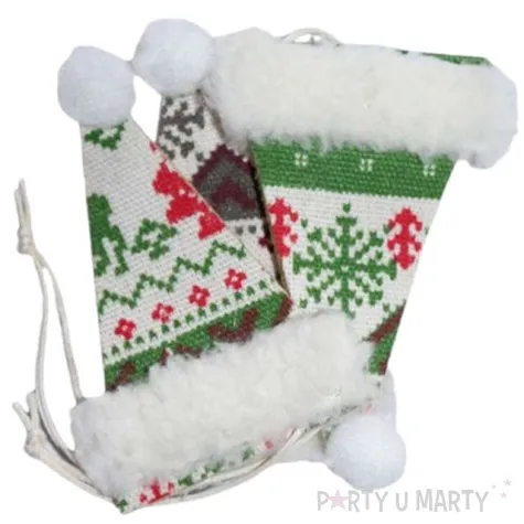 zawieszki filcowe czapki swiateczne titanum 3 szt