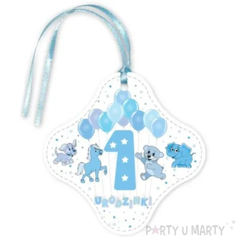 zawieszki na alkohol 1 urodzinki niebieskie 20 szt