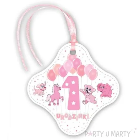 zawieszki na alkohol 1 urodzinki rozowe 20 szt