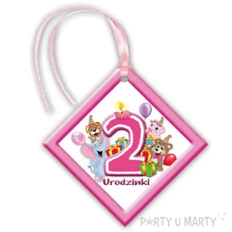 zawieszki na alkohol 2 urodzinki zwierzatka rozowe 20 szt