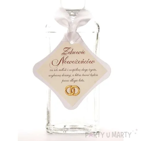 zawieszki na alkohol biale z obraczkami 25 szt