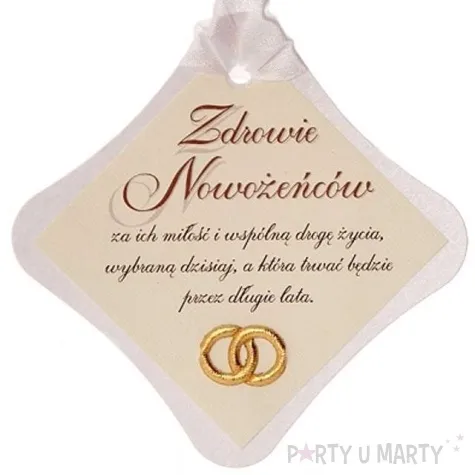 zawieszki na alkohol biale z obraczkami 25 szt