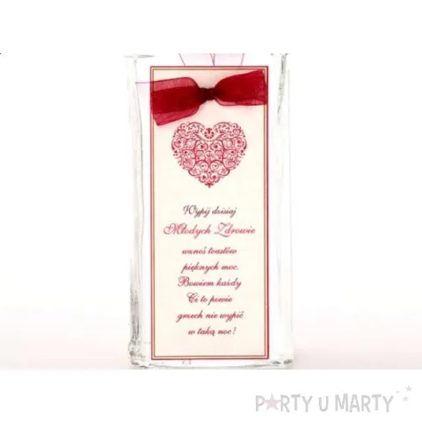 zawieszki na alkohol bordowe serce 25 szt