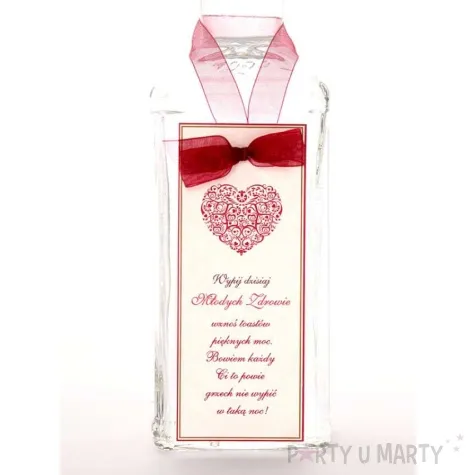 zawieszki na alkohol bordowe serce 25 szt