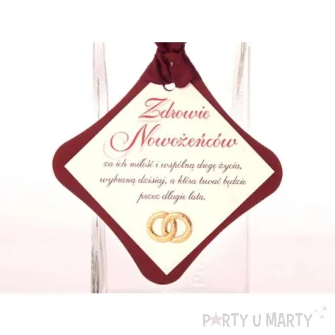 zawieszki na alkohol bordowe z obraczkami 25 szt