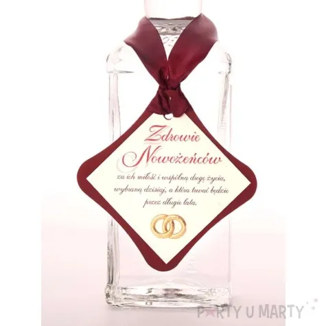 zawieszki na alkohol bordowe z obraczkami 25 szt