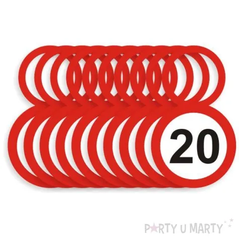 zawieszki na alkohol urodziny 20 traffic birthday 10 szt