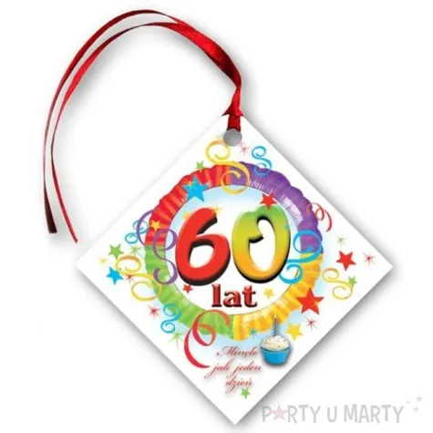 zawieszki na alkohol urodziny 60 teczowe 20 szt