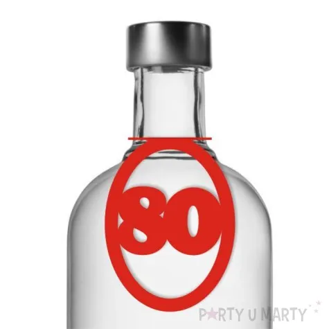 zawieszki na alkohol urodziny 80 czerwone 10 szt