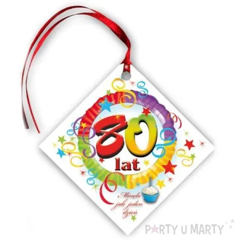 zawieszki na alkohol urodziny 80 teczowe 20 szt