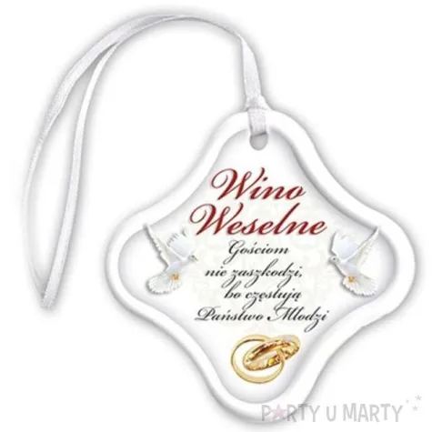 zawieszki na alkohol wino weselne biale 20 szt
