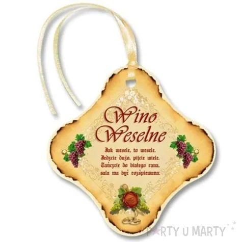 zawieszki na alkohol wino weselne winogrona 20 szt