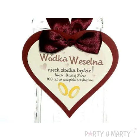 zawieszki na alkohol z bordowym sercem 25 szt
