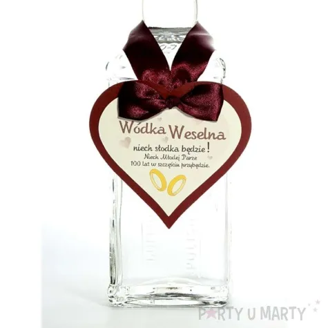 zawieszki na alkohol z bordowym sercem 25 szt