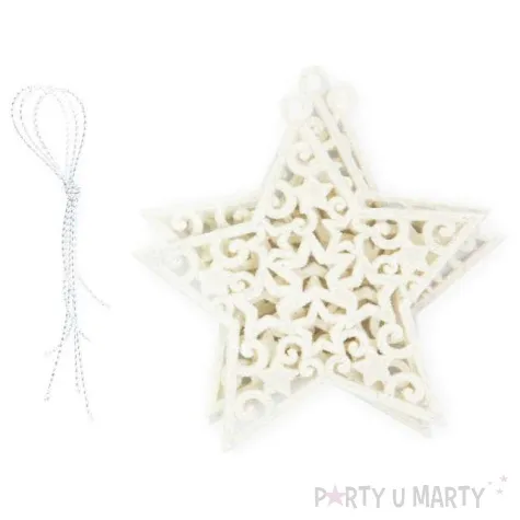 zawieszki na choinke azurowe gwiazdki partypal 10 cm 3 szt