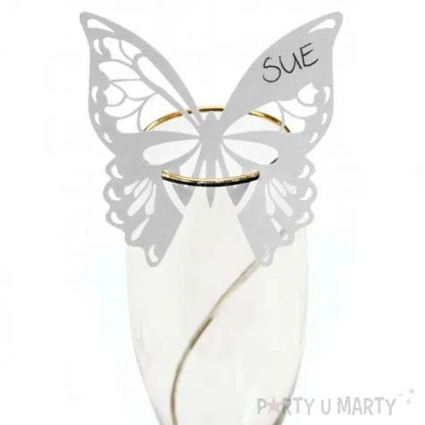 zawieszki na kieliszek motylki biale godan 10 szt