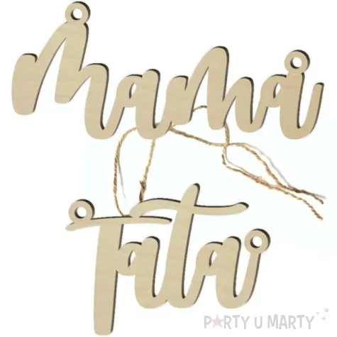 zawieszki na krzesla mama tata drewno 2 szt