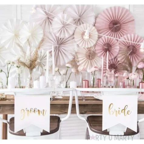 zawieszki na krzesla para mloda zloty partydeco 2szt