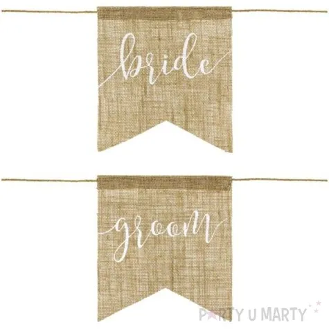 zawieszki na krzeslo bride groom jutowe partydeco 2 szt