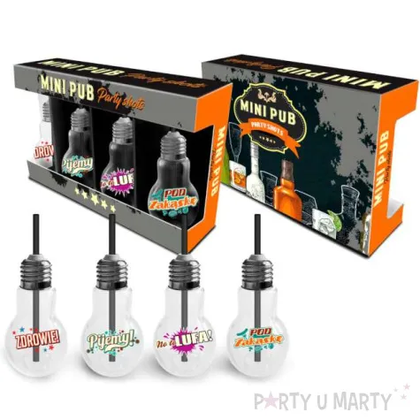 zestaw 4 szklanki zarowki z kolorowym napisem bgtech 100ml