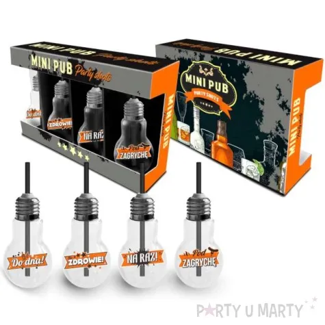 zestaw 4 szklanki zarowki z pomaranczowym napisem bgtech 100ml