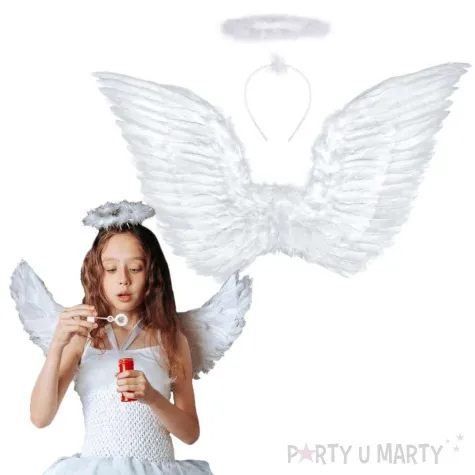 zestaw aniolek opaska skrzydla bialy