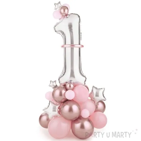 zestaw balonow cyfra 1 rozowy partydeco 90x140cm
