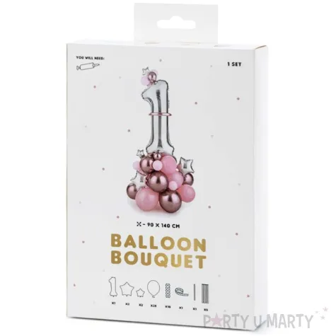 zestaw balonow cyfra 1 rozowy partydeco 90x140cm