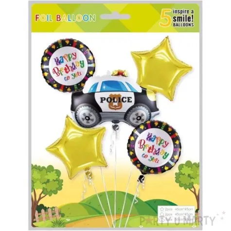 zestaw balonow foliowych happy birthday policyjne party jix 5 szt