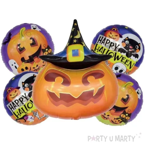 zestaw balonow foliowych happy halloween dynia jix 5 szt
