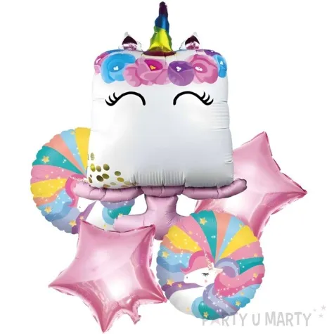 zestaw balonow foliowych jednorozec kwadratowy jix 5 szt