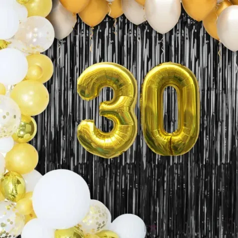 zestaw balonow foliowych liczba 30 zloty 15 dgt 2 szt