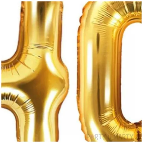 zestaw balonow foliowych liczba 40 zloty 15 dgt 2 szt