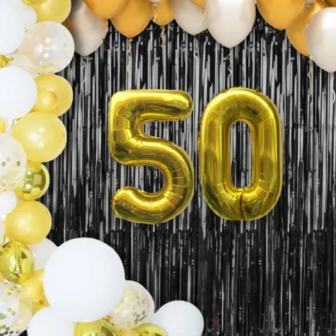 zestaw balonow foliowych liczba 50 zloty 15 dgt 2 szt