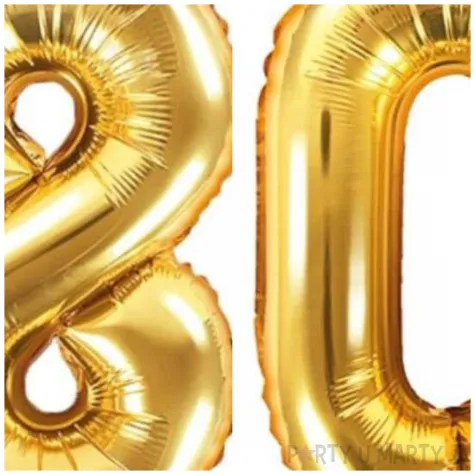 zestaw balonow foliowych liczba 80 zloty 15 dgt 2 szt